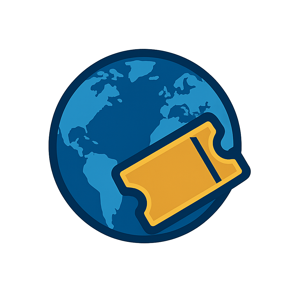 AttractionTickets.net logo icon with a globe and ticket design.