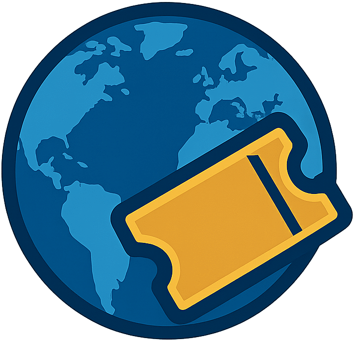 AttractionTickets.net logo icon with a globe and ticket design.