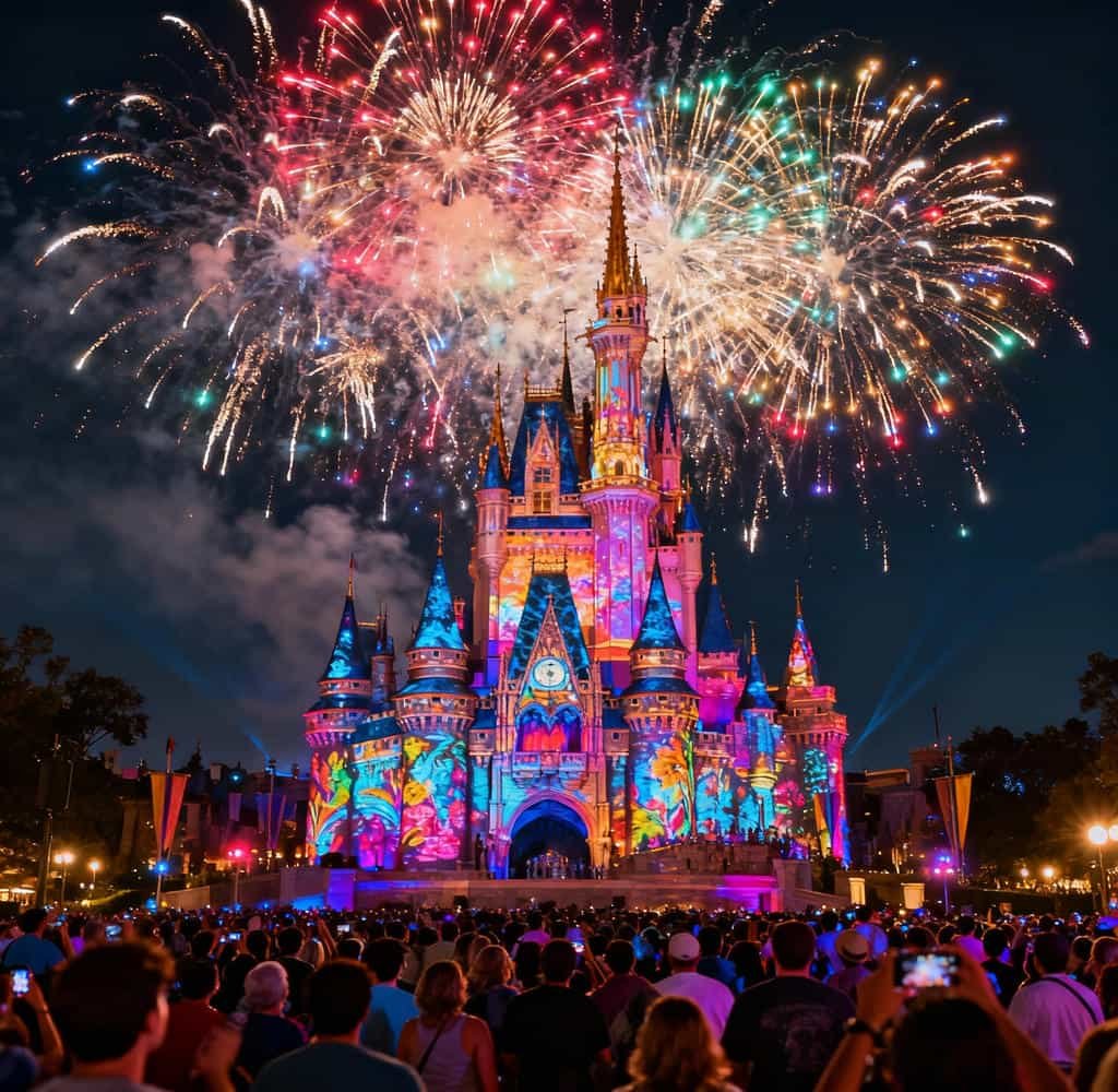 Fireworks over Cinderella Castle at Magic Kingdom, Walt Disney World